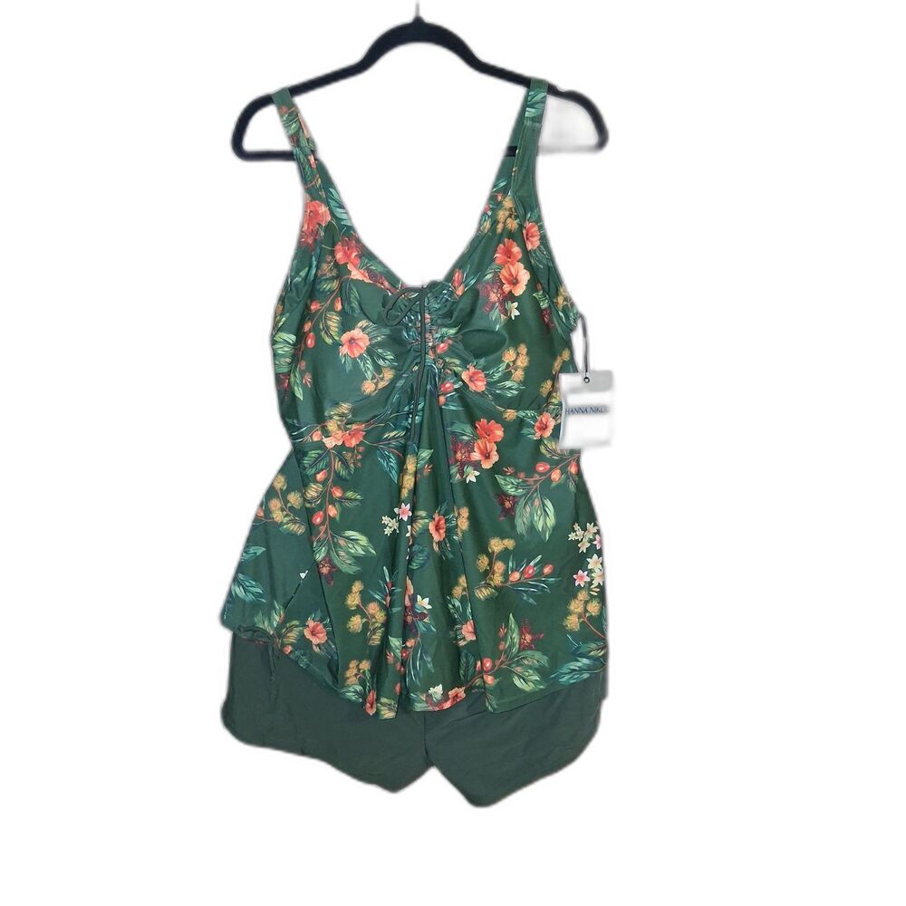 New 26W Hanna Nikole 2pc swimsuit top shorts tankini
